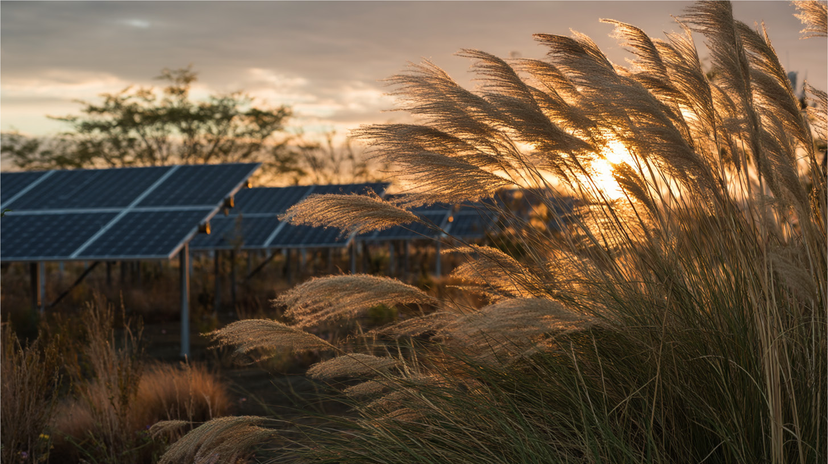 solar panels in a wheat field
